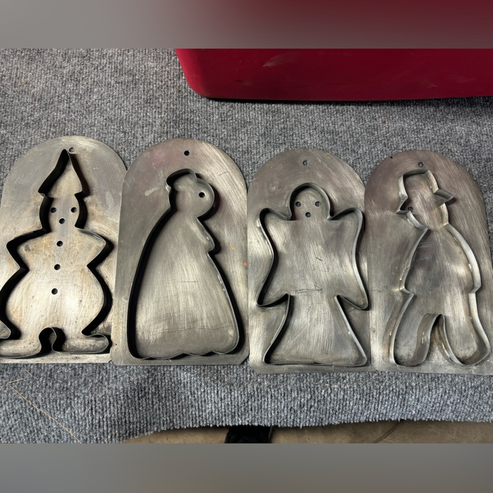 Vintage Flat Back 10” Metal Cookie Cutters- 4 pieces